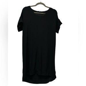 Madewell v-neck short sleeve shift dress, black, XS